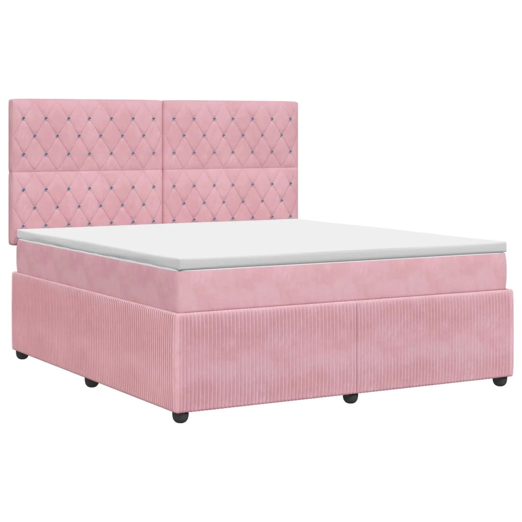 Letto box spring con materasso Rosa 180 x 200 cm Velluto 3454654