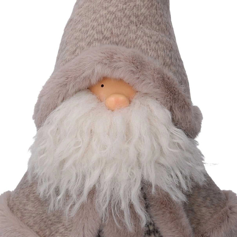 Babbo natale tessuto con sacco grigio cm 36x19h62
