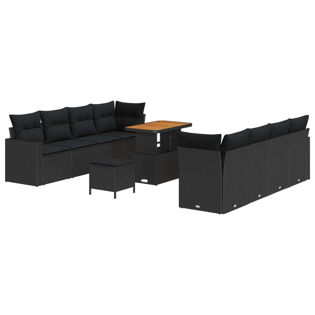 Set Divano da Giardino 11 pcs Nero polyrattan 3361589