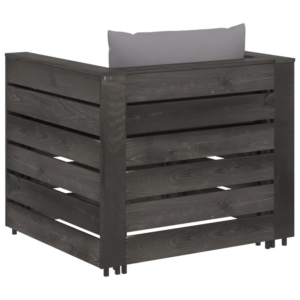 Set di mobili da giardino mobili da esterno 2 pezzi con cuscini legno impregnato grigio 02_0015886