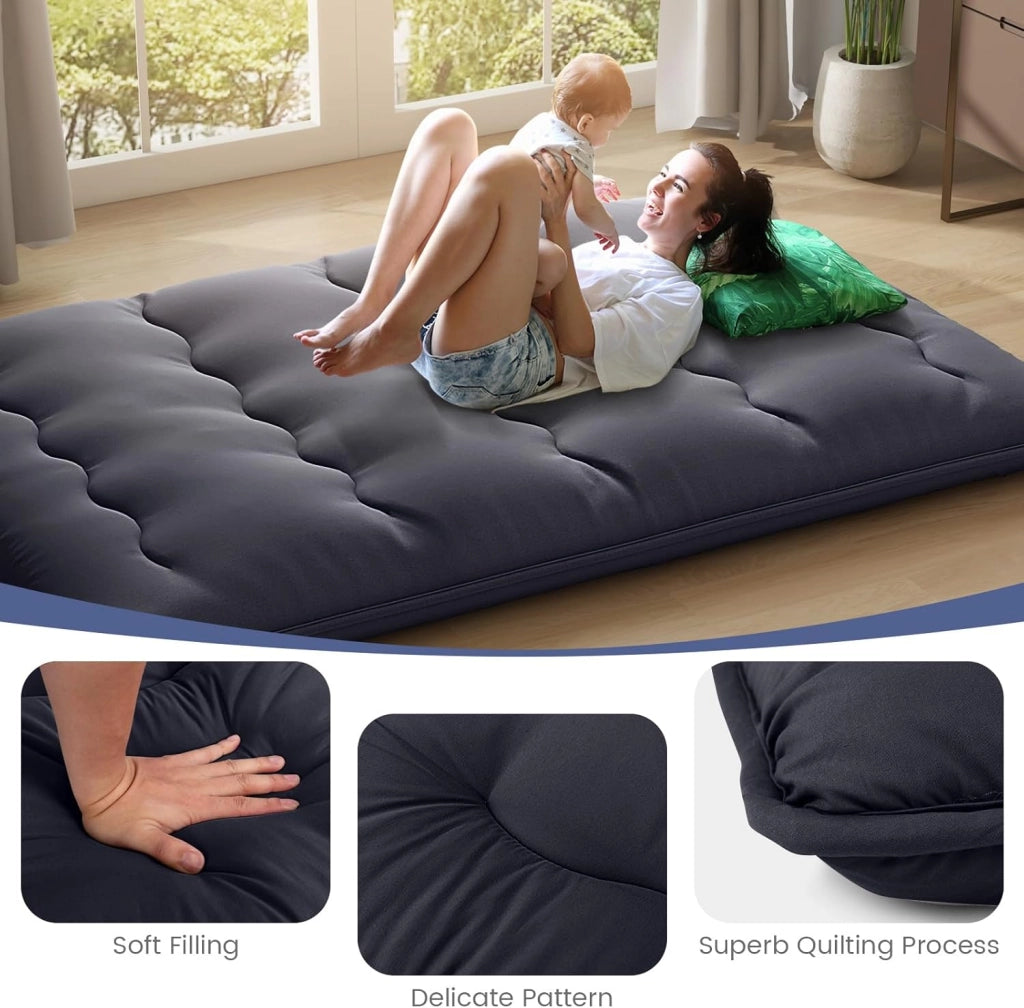 Materasso da pavimento 140x200 cm, materasso futon giapponese, tatami pieghevole e portatile, materasso richiudibile con borsa e rivestimento rimovibile, materasso per dormire e supporto per
