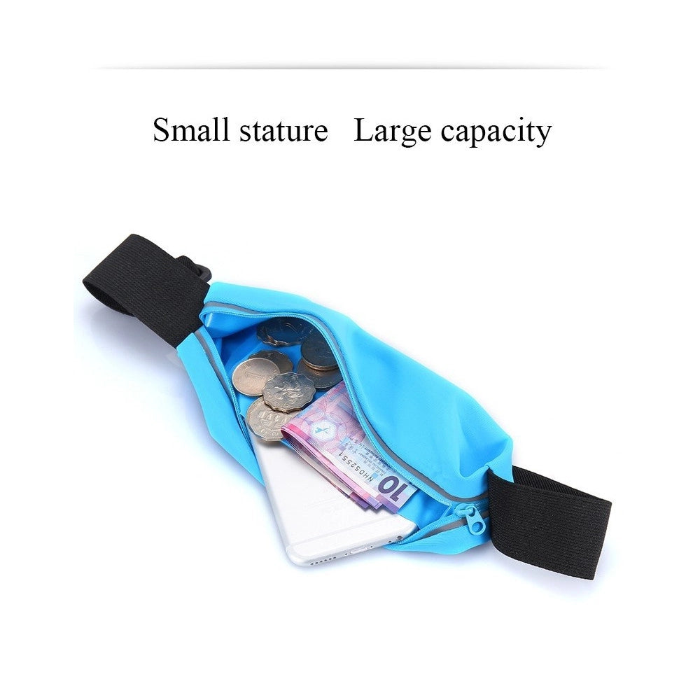Trade Shop - Cintura Con Tasche Zip Sport Belt Marsupio Porta Smartphone Cellulari 4,7" -