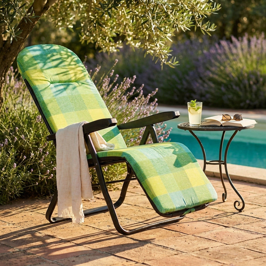 Poltrona Sdraio relax reclinabile in Tessuto Acciaio cm 155x60x60 - ANETTE