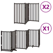 Cancelletto di sicurezza per animali domestici porta pieghevole 12 pannelli legno di pioppo nero 02_0023175