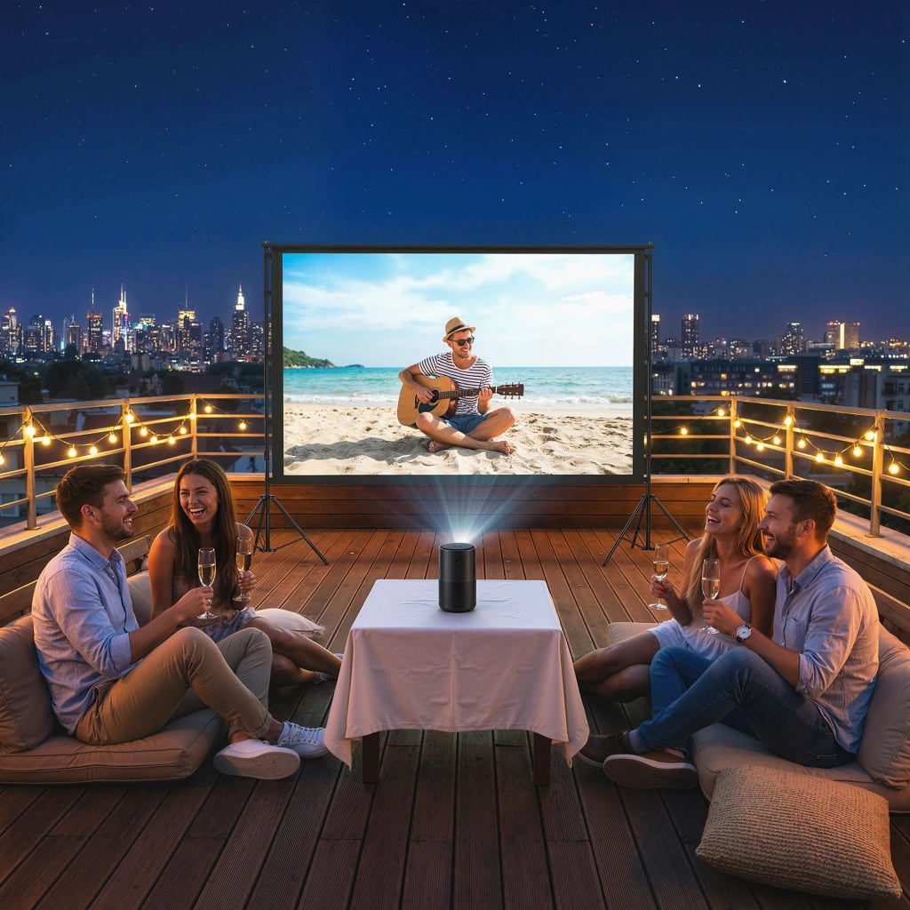Telo per Proiettore 100" 16:9 HD 4K-8K Angolo di Visione 160° con Treppiedi Pieghevoli Bianco