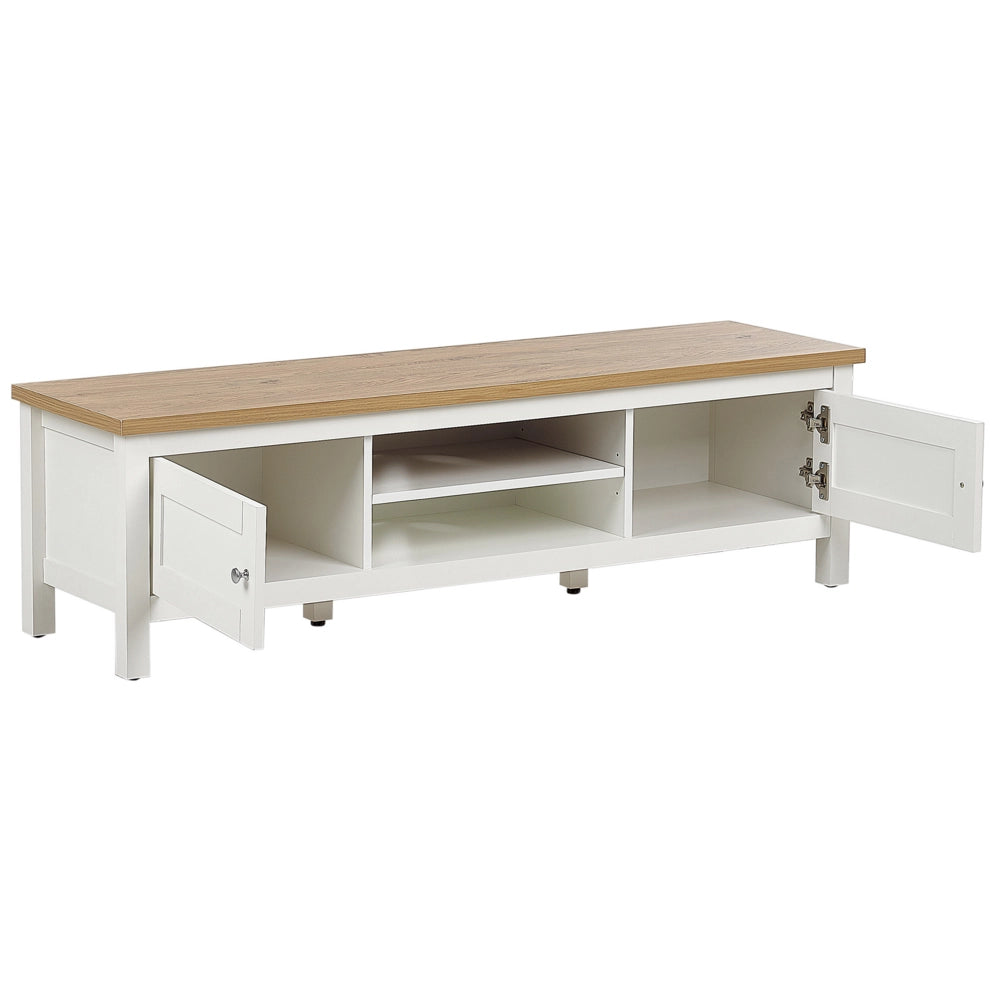 Mobile TV moderno scaffale mobili soggiorno 140 cm crema e legno chiaro