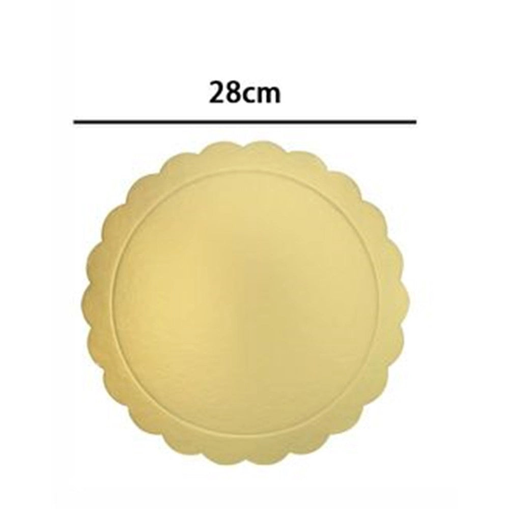 Trade Shop - Set 2 Pz Base Per Torta Rotonda Piatto Sottotorta Dorato 28cm Con Bordino 31163 -