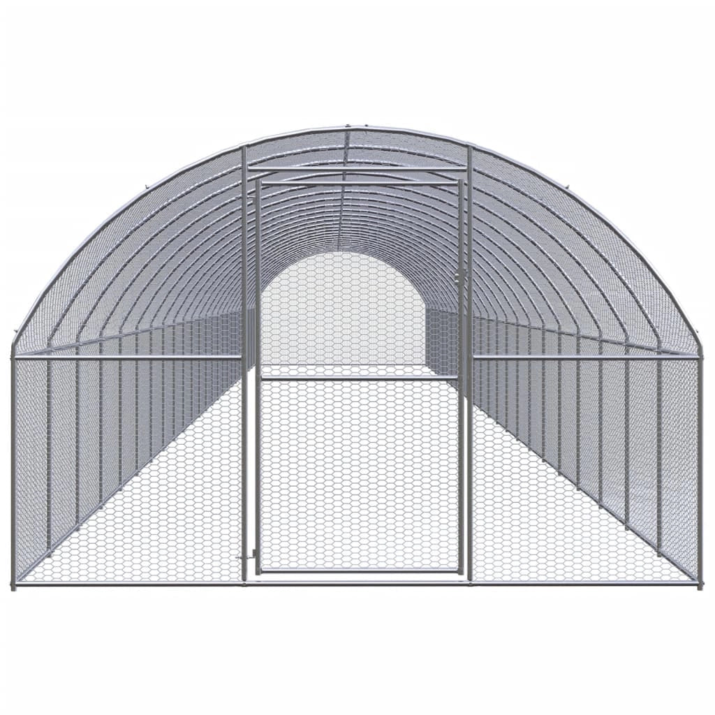Pollaio/recinto/gabbia per polli da esterno 3 x 24 x 2 m acciaio zincato argento 02_0044009