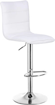 Sgabello da Bar Elegante Moderno Sedia Alta con Schienale Poggiapiedi PU Cromato Altezza Regolabile Girevole per Cucina Ristorante 1 Pezzo Bianco