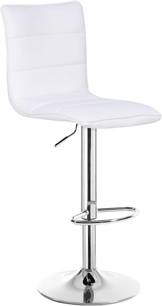 Sgabello da Bar Elegante Moderno Sedia Alta con Schienale Poggiapiedi PU Cromato Altezza Regolabile Girevole per Cucina Ristorante 1 Pezzo Bianco