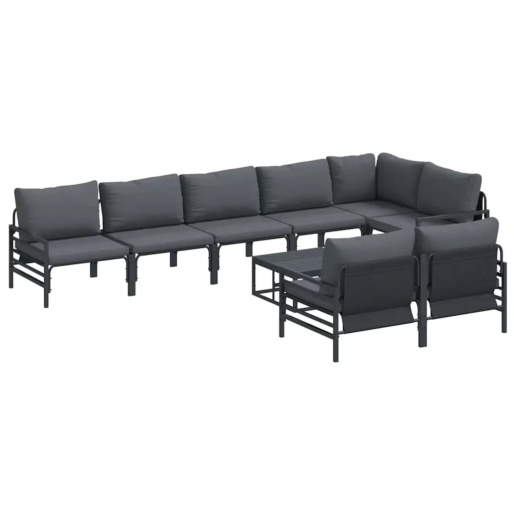 Set Divano da Giardino con cuscino 9 pcs Nero Acciaio 3379009