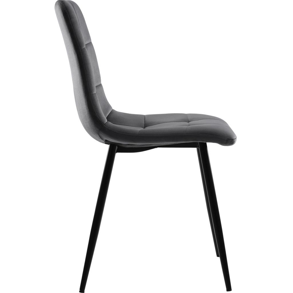 Set di 4 sedie da pranzo in velluto grigio con gambe in metallo