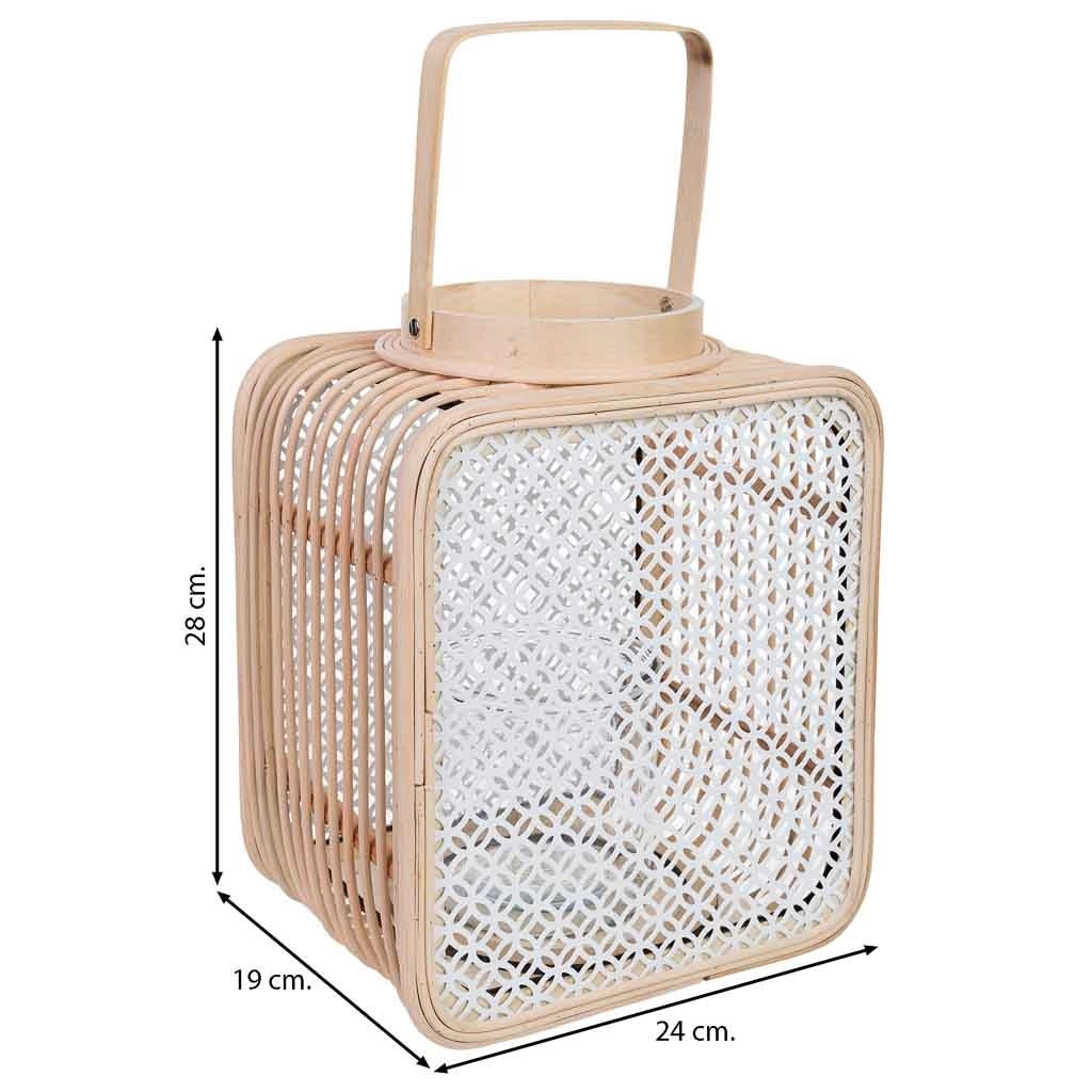 Lanterna in rattan e metallo con vetro 24x19x28h cm