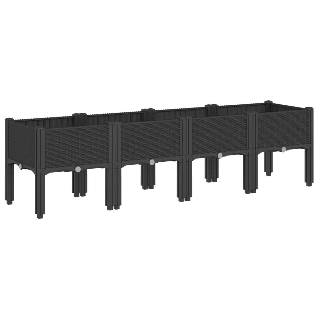 Fioriera da Giardino con Gambe Nera 160x40x42 cm in PP 367903