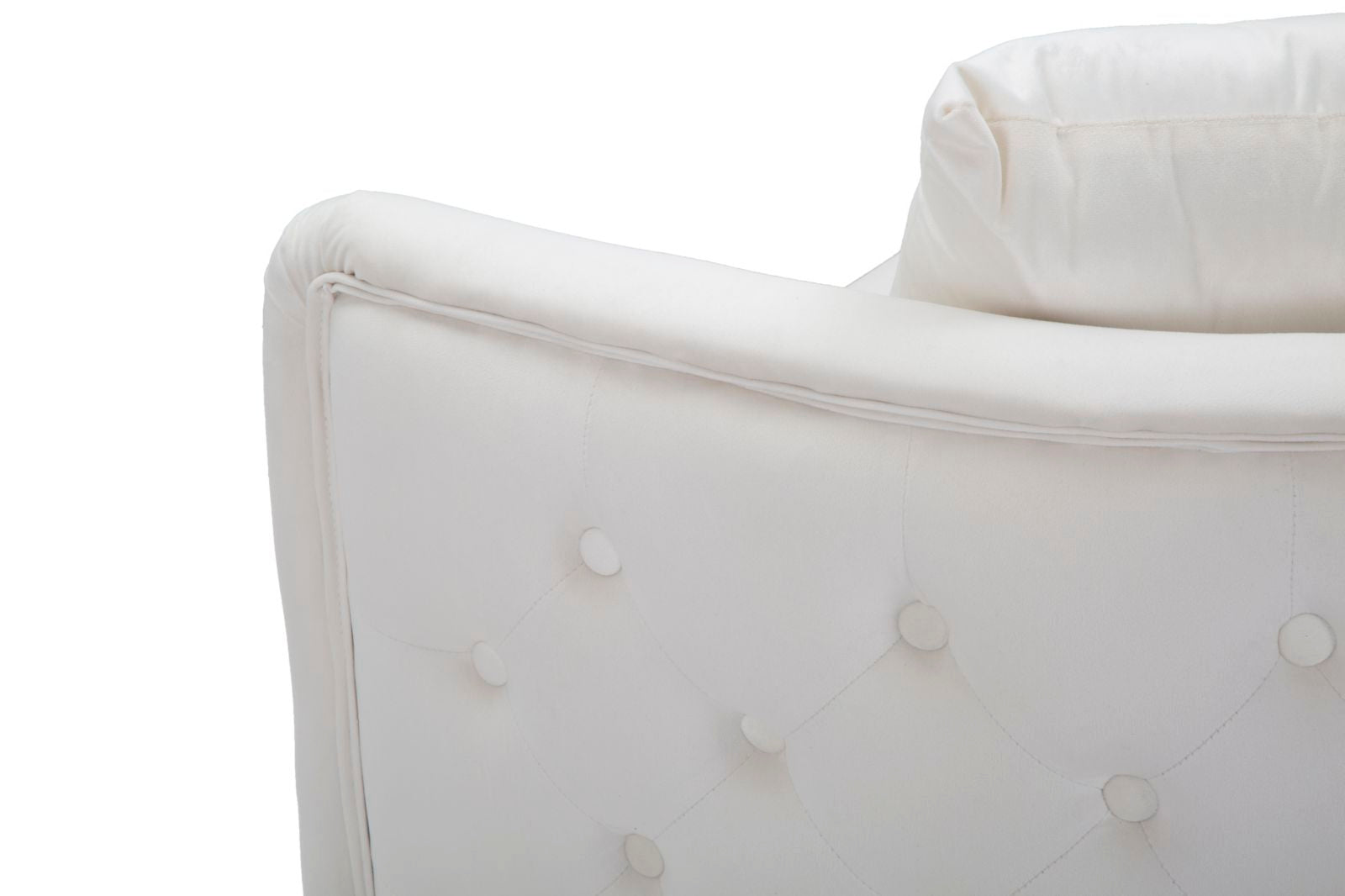 Divanetto Bucarest Crema 127x74x73 cm Legno e Spugna e Tessuto e Metallo Crema e Oro