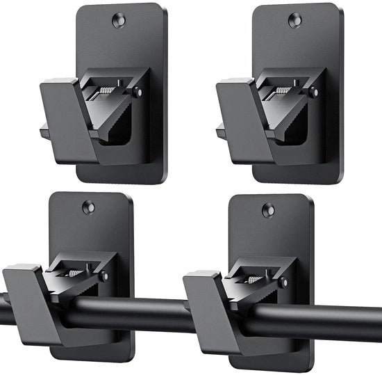 Supporto per Tendina Autoadesivo - 4 Pezzi - Adatto per Camera da Letto/Sala da Pranzo/Bagno - Nero - Attacco per Tendina