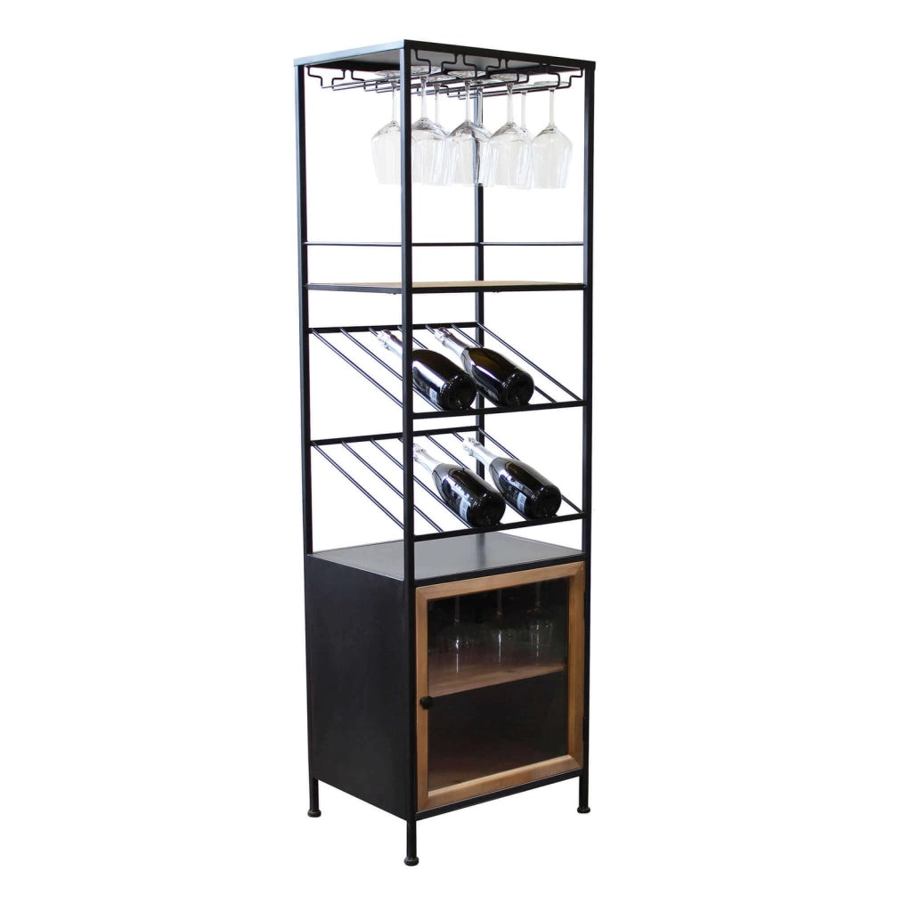 Scaffale per bottiglie e calici in Acciaio Legno cm 39x50x165 - WINE