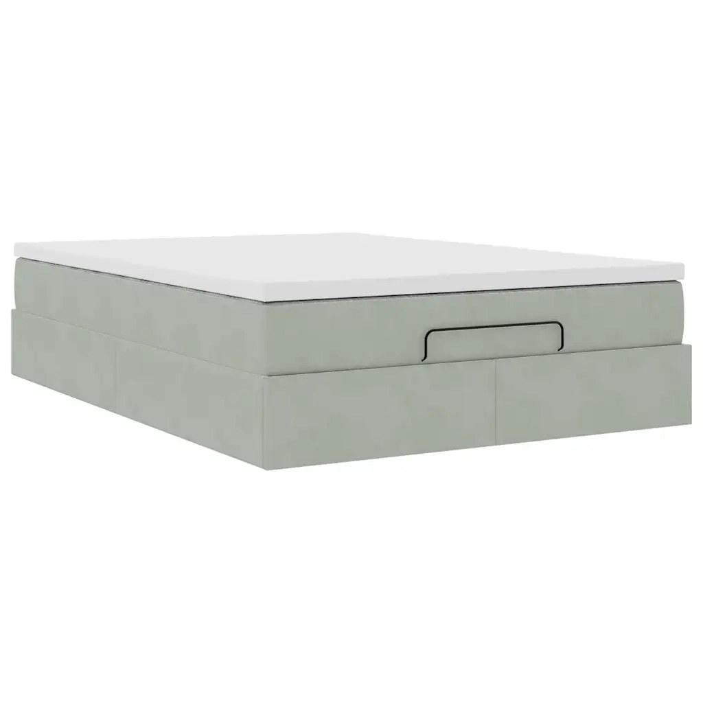 Struttura Letto Pouf con Materasso 140x200 cm in Velluto