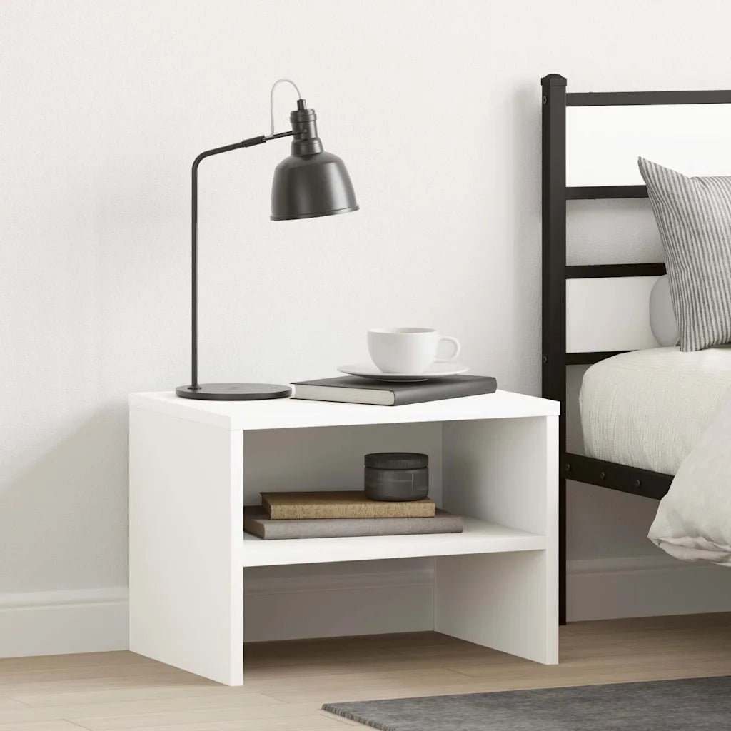 Comodini Bianchi 2 pz 40x30x30 cm Legno Ingegnerizzato 800064