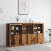 Credenza con Luci LED Legno Vissuto 181.5x37x100 cm Legno Tecnico