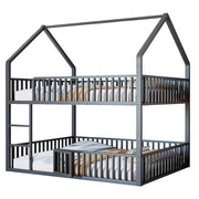 Letto a Castello 140x200 cm; in Metallo; con Scala Frontale e Porta Apribile - Nero