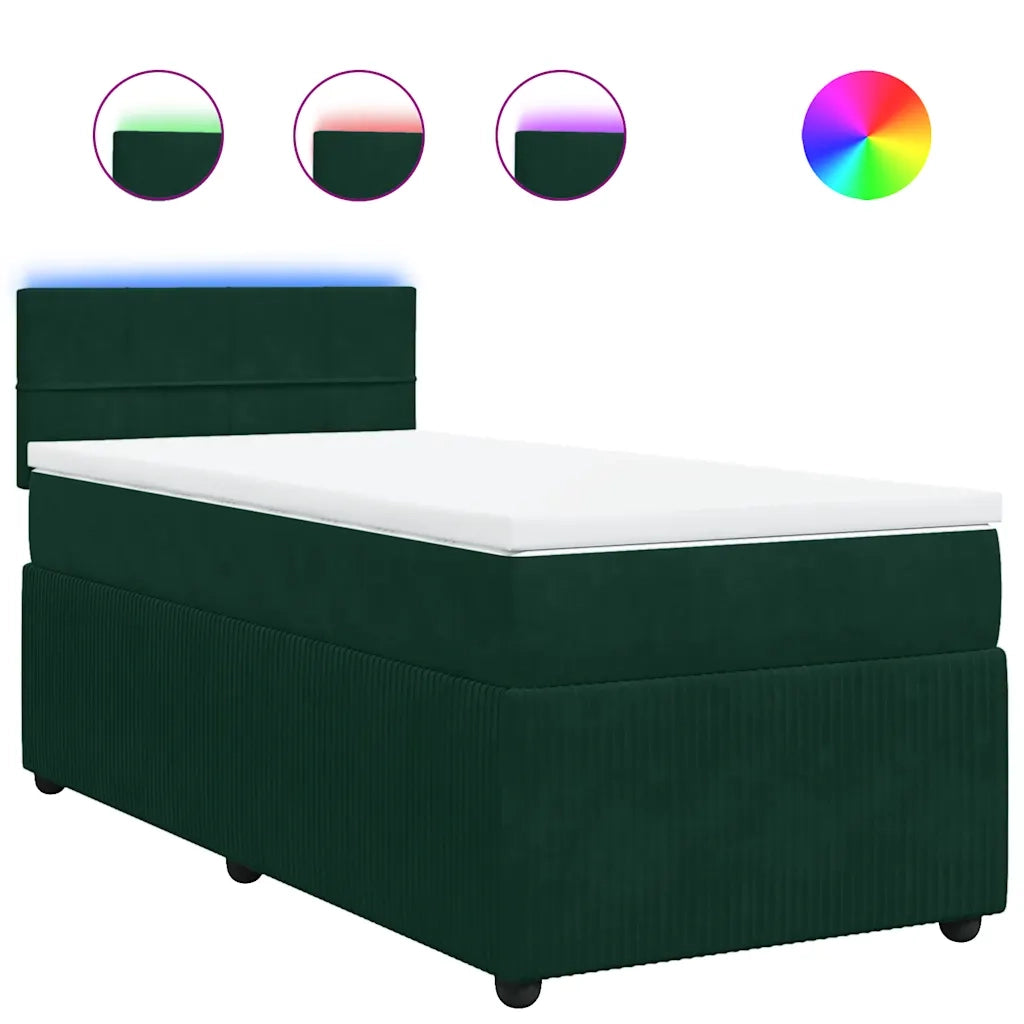 Giroletto a Molle con Materasso Verde Scuro 90x200 cm Velluto