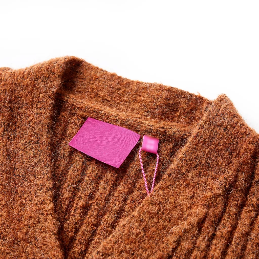 Cardigan da Bambina Lavorato a Mano Cognac 104 14948