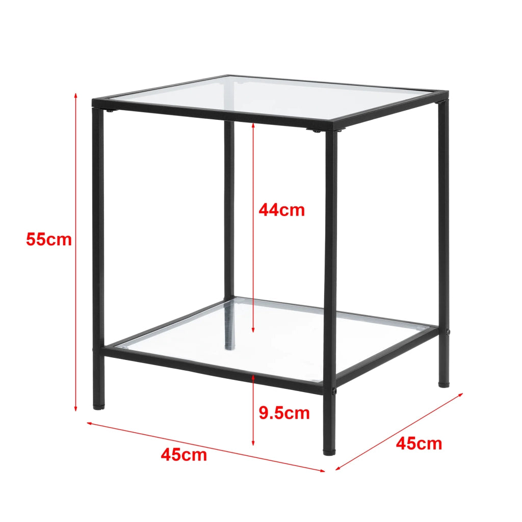 Tavolino laterale 55 x 45 x 45 cm nero trasparente 03_0008627