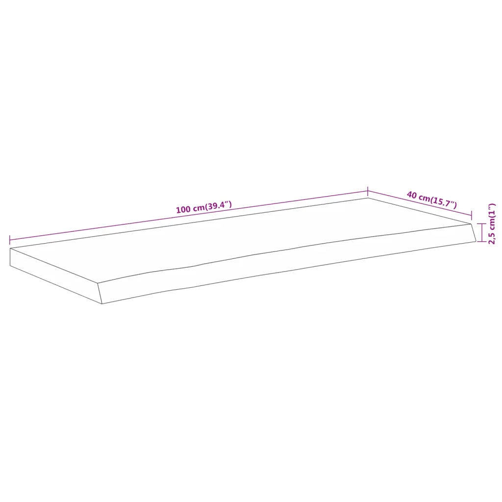 Piano Tavolo 100x40x2,5 cm Rettangolare Legno Acacia Bordi Vivi 370252