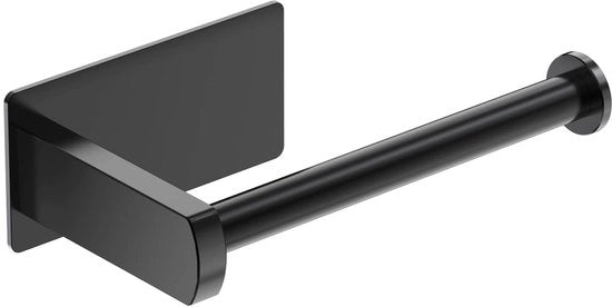 Supporto per carta igienica senza perforazione - Supporto per carta igienica autoadesivo - Supporto per carta igienica in acciaio inossidabile per uso con colla nella zona bagno, in acciaio inossidabile, nero