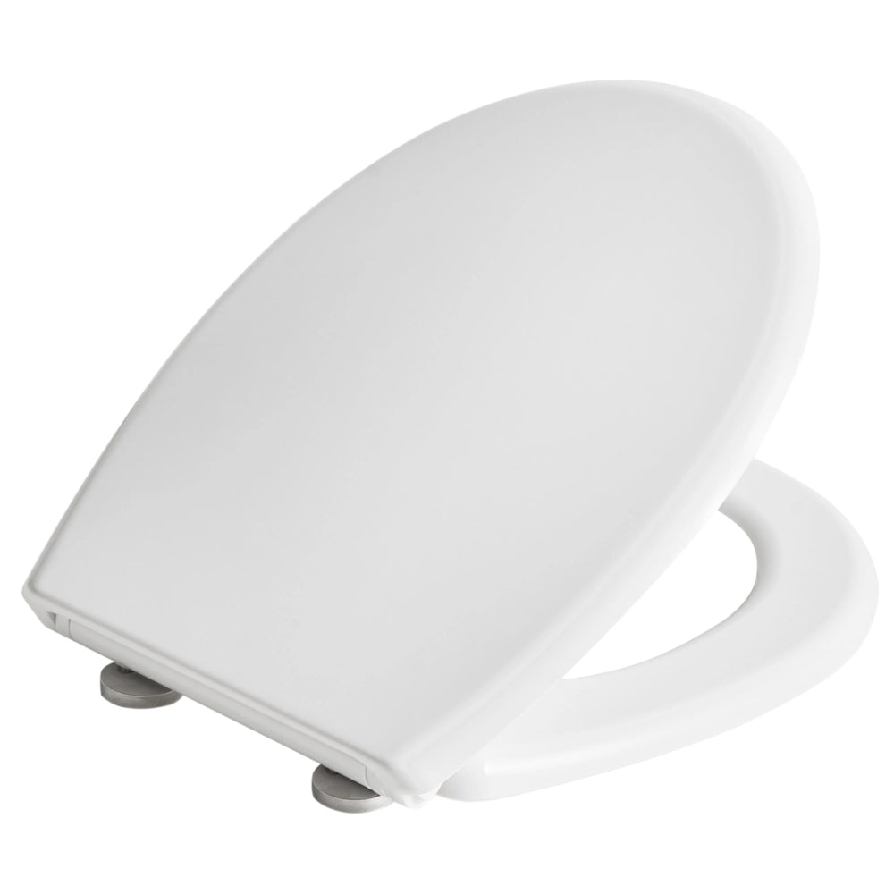 Sedile Soft Close MDF Bianco 46 x 37 cm Sistema di sgancio rapido Sedile aggiuntivo Stile moderno WC bagno