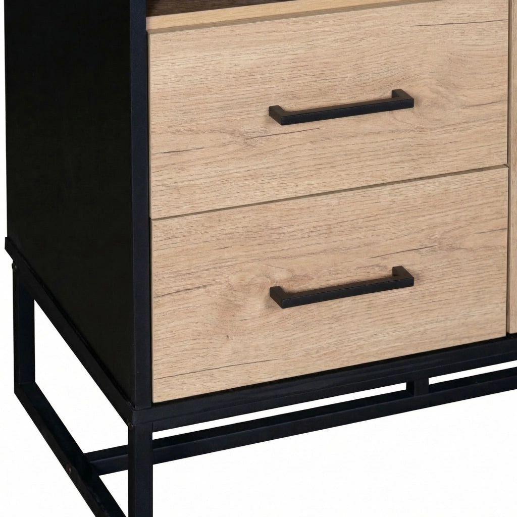Armadio contenitore con 1 anta 2 cassetti e 3 vani aperti, per soggiorno ufficio e ingresso, 80 × 40 × 180 cm