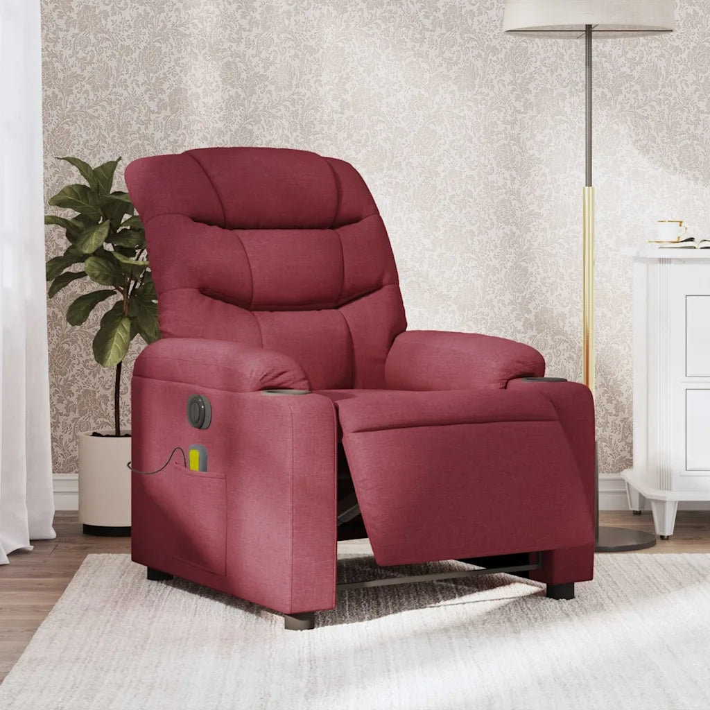 Poltrona Massaggiante Reclinabile Elettrica Rosso Vino Tessutocod mxl 108851