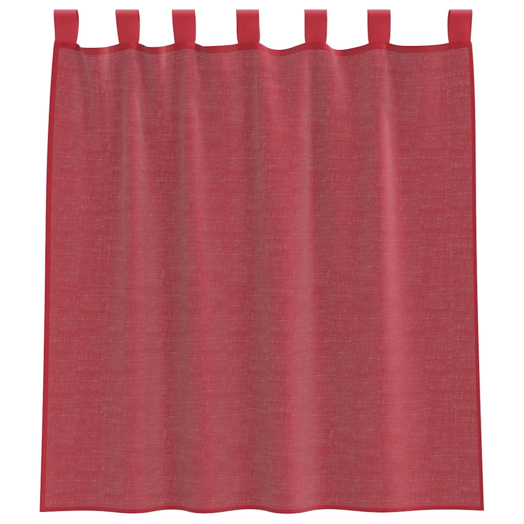 Tende in Voile con Passanti 2 pz Rosso Vino 140x140 cm 4102336