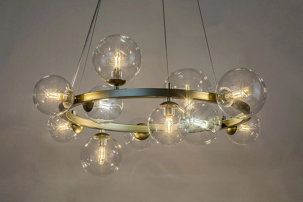 Lampadario Rabalux Aslov ottone vetro 11 luci G9 Ø71