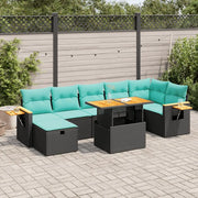 Set Divano da Giardino 8pz con Cuscini Grigio Polyrattan Acacia