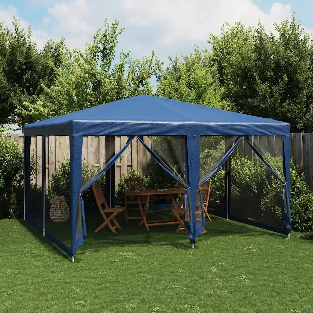 Tenda per Feste con 8 Pareti Laterali in Rete Blu 4x4 m HDPE 4010062