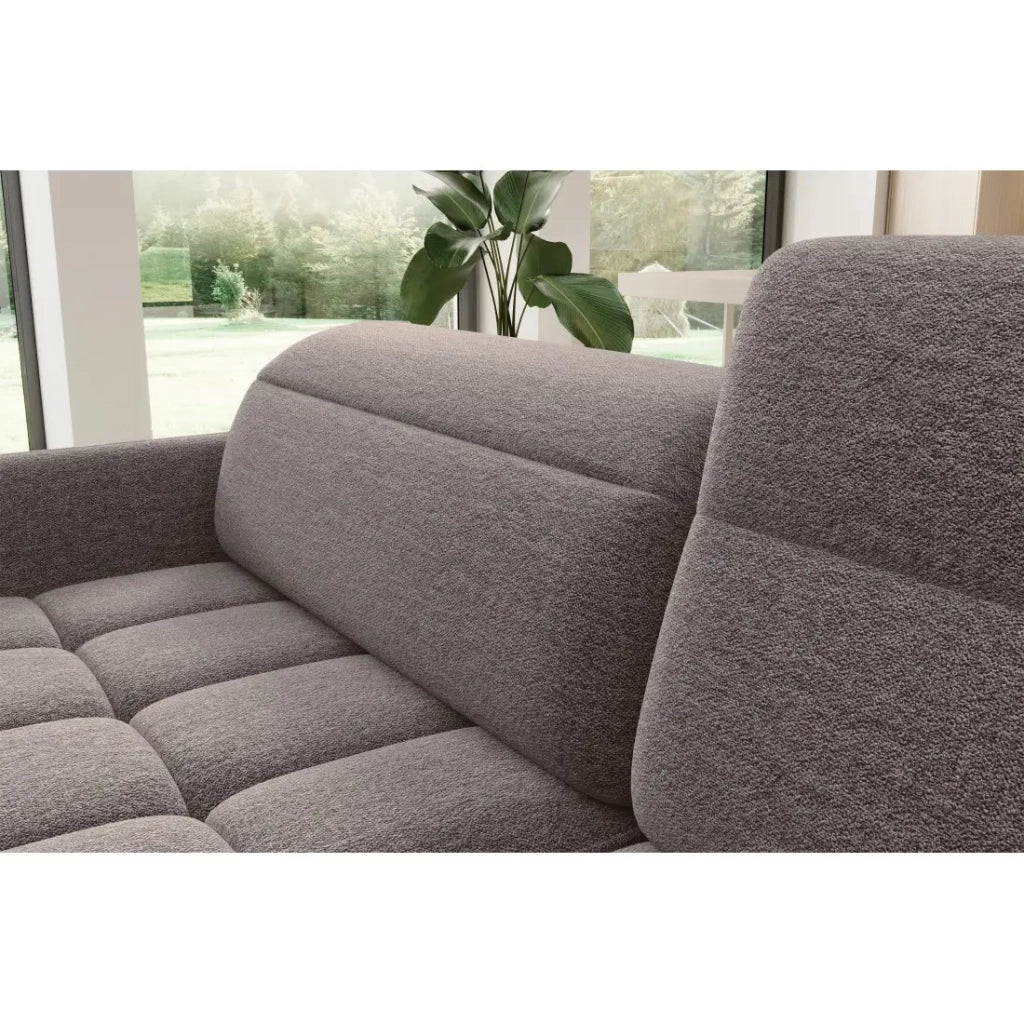 Divano ad angolo destro convertibile BARNEA 208 cm marrone con contenitore