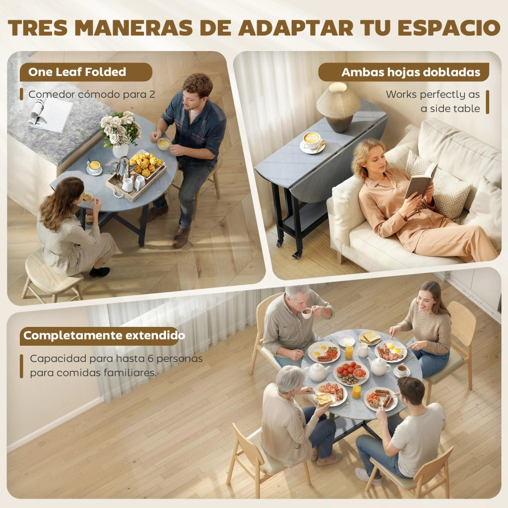Tavolo Pieghevole con Ruote e Ripiano ¨C Zephmum ¨C Grigio Cemento 120x60x75