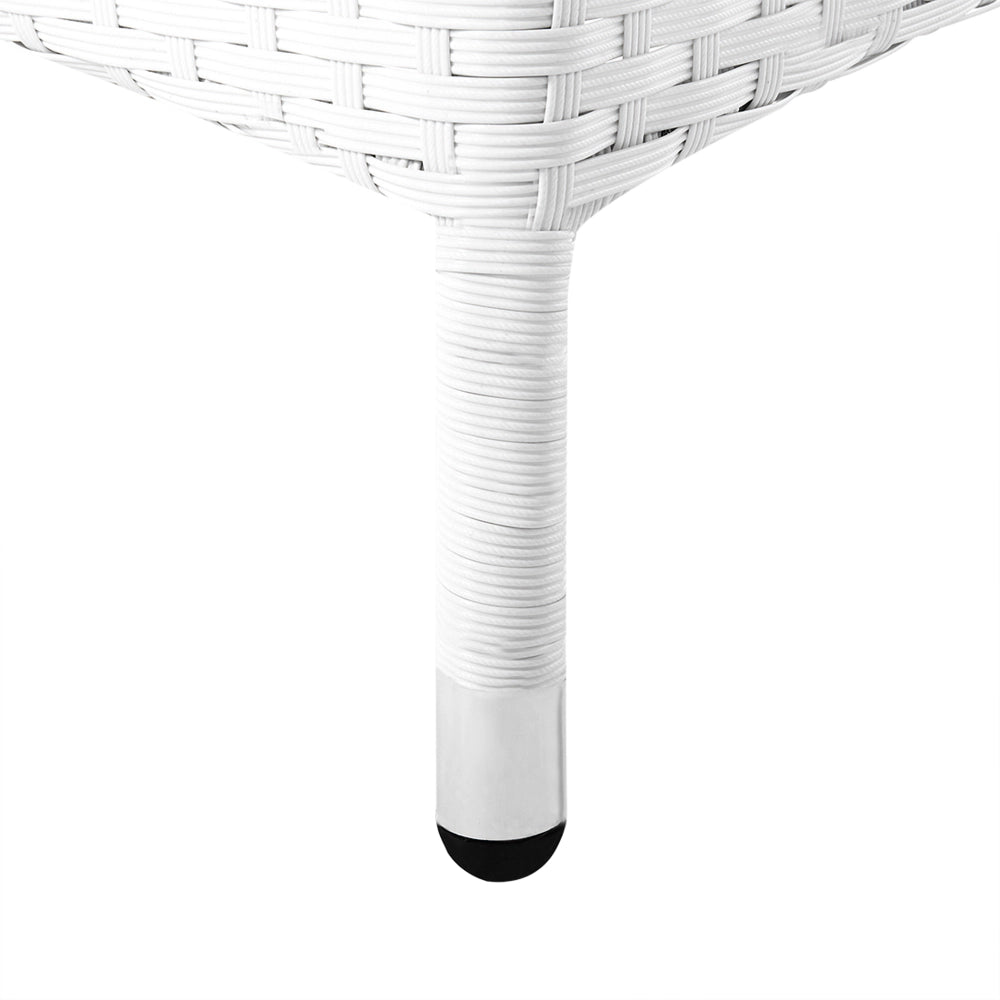 Set di 2 sedie da pranzo da giardino bianche con cuscino in finto rattan grigio. per esterni