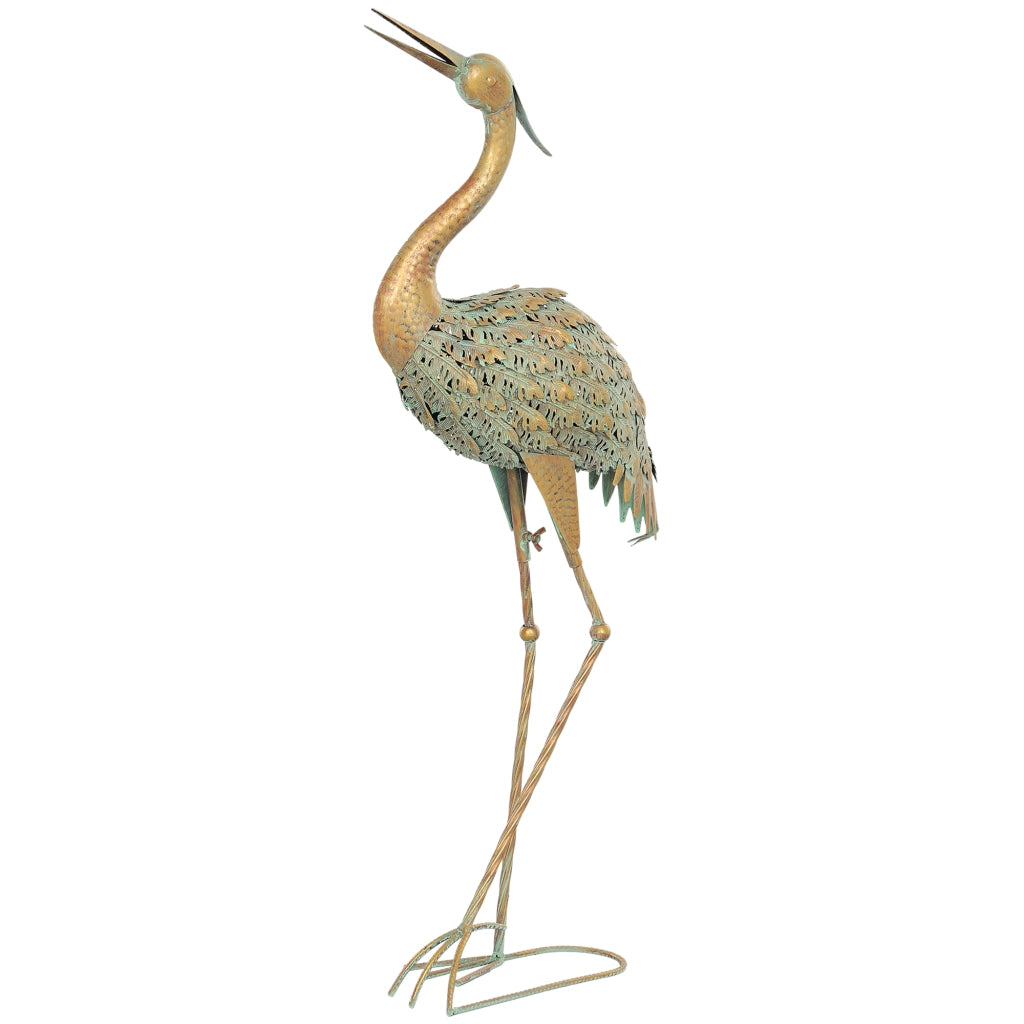 Statua Airone Giardino Esterno ¨C zephmum ¨C Metallo Multicolore 90 cm