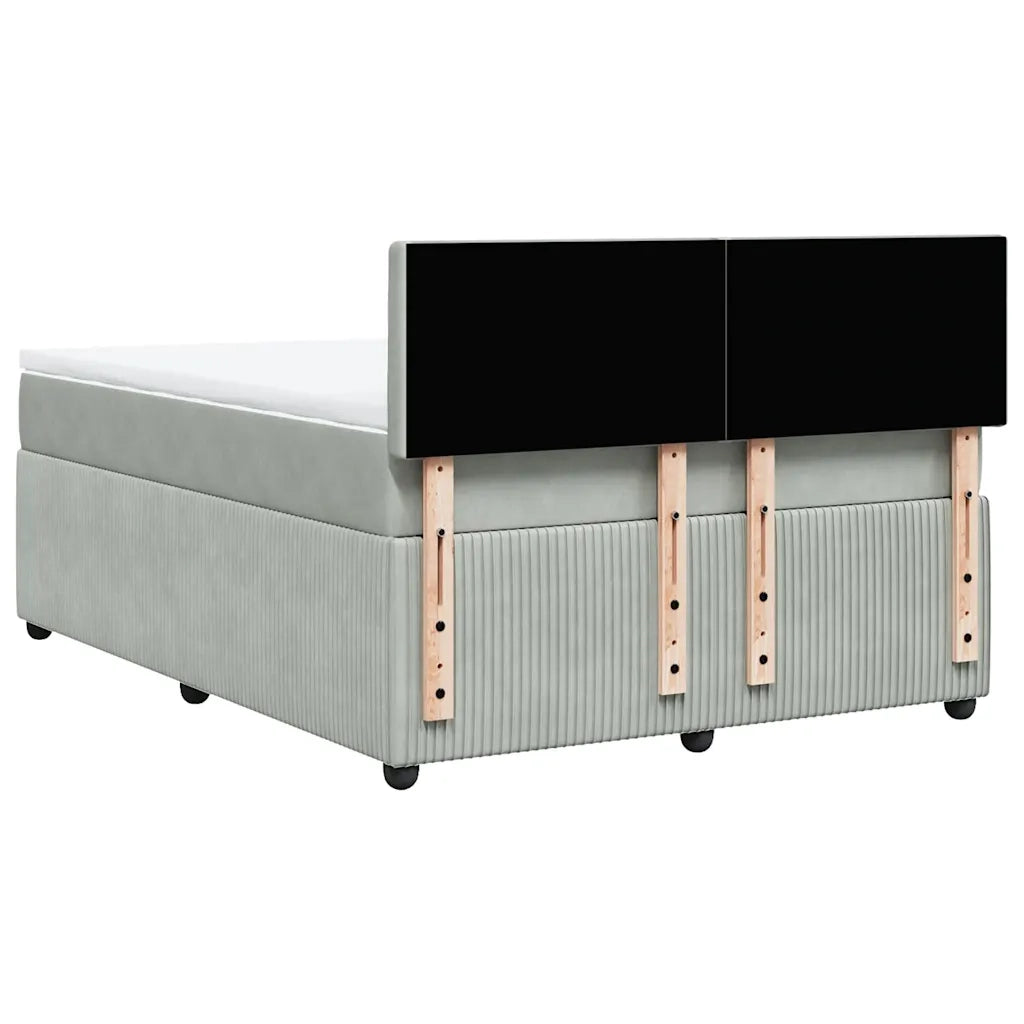 Giroletto a Molle con Materasso Grigio Chiaro 160x200cm Velluto