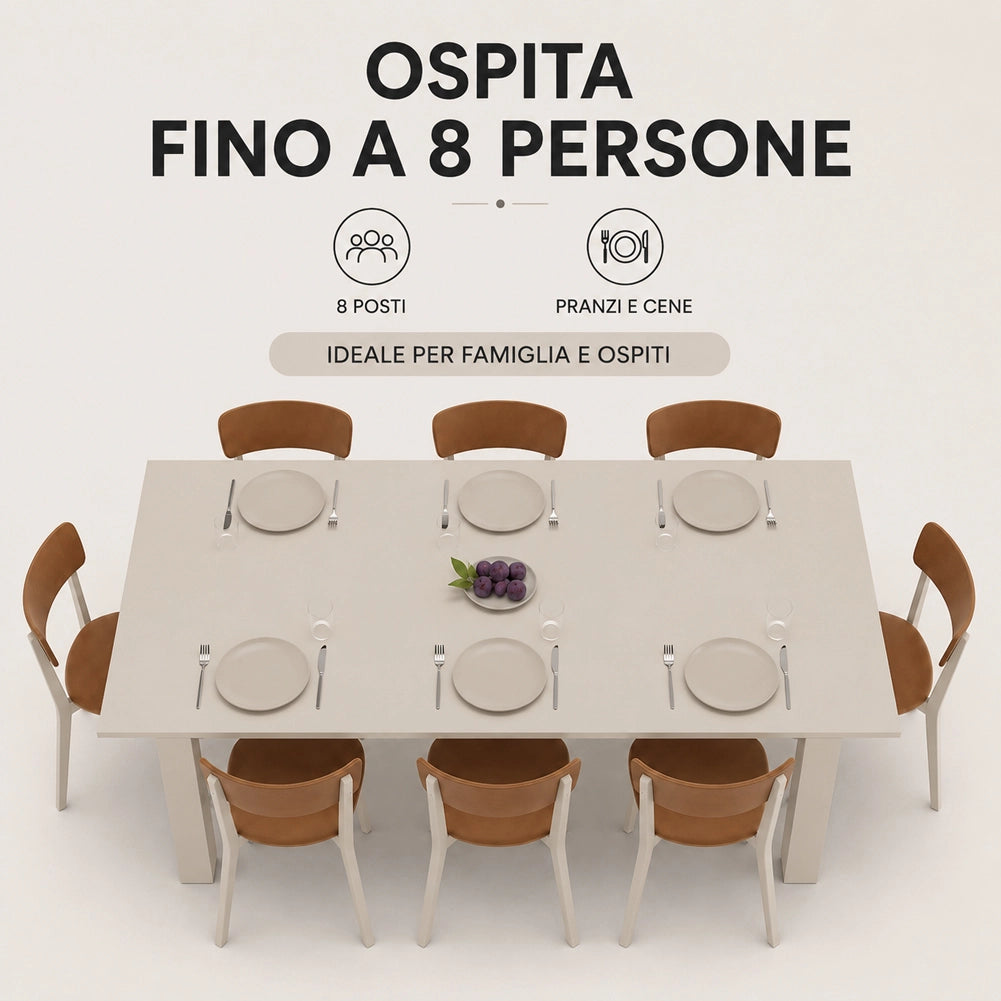 Tavolo da Pranzo 120x80 Allungabile fino a 170 cm Rettangolare in Legno Sabbia