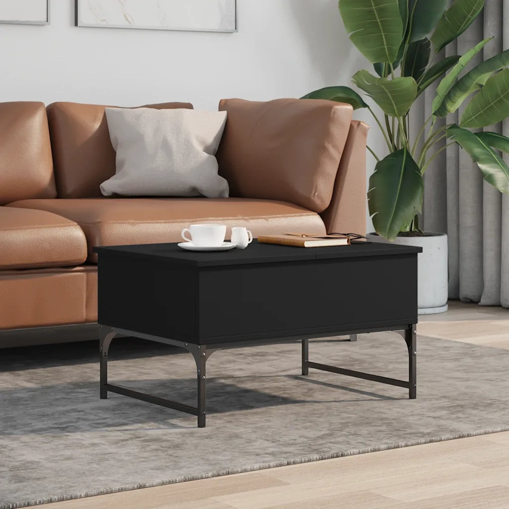 Tavolino da Salotto Nero 70x50x40 cm Legno Multistrato Metallo 845371