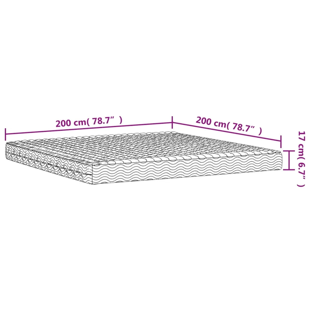 Materasso in Schiuma-Materasso per Letto Bianco 200x200 cm Durezza H2 H3
