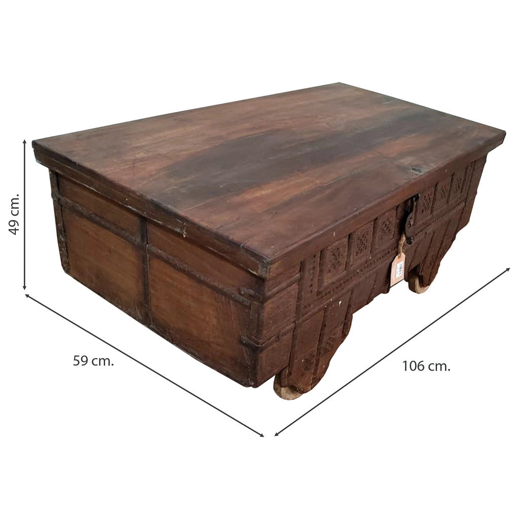 Tavolo baule legno metallo marrone 106x59x49h cm