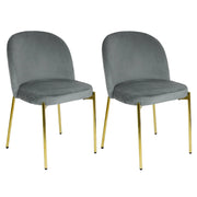 Sedia in Velluto con Gambe Oro Chiara Sedie in Metallo Dorato Poltroncina con Seduta Imbotti 2 SEDIE CHIARA GRIGIO / ORO