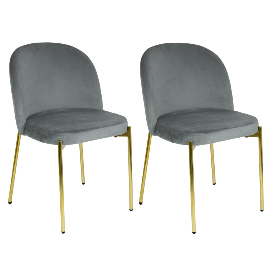 Sedia in Velluto con Gambe Oro Chiara Sedie in Metallo Dorato Poltroncina con Seduta Imbotti 2 SEDIE CHIARA GRIGIO / ORO