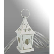 Trade Shop - Porta Candela Lumino Lanterna Bianca In Metallo Bomboniera Matrimonio 90539 -