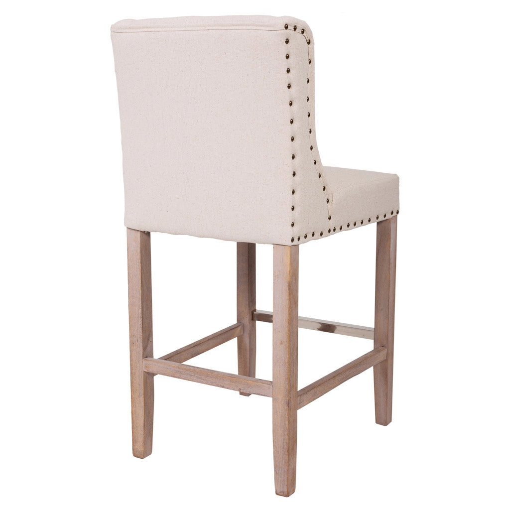 Sgabello imbottito in legno e beige 48x58x67/104h